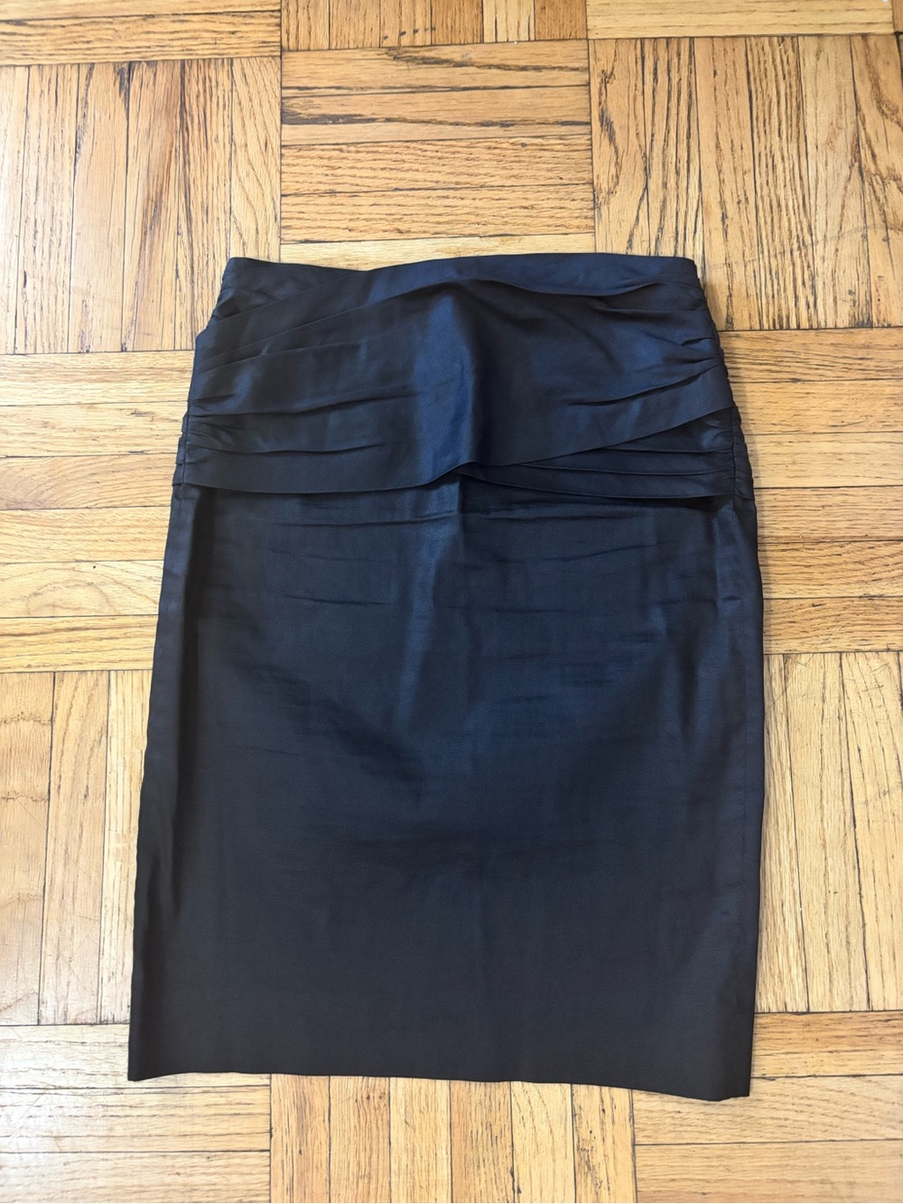 Black Pleated Waist Pencil Skirt - Women